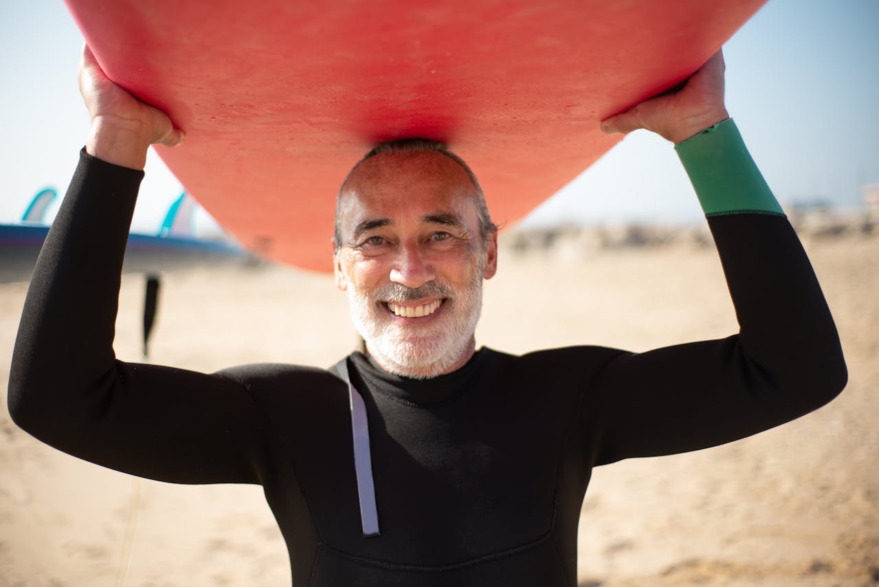 A man with surfboard